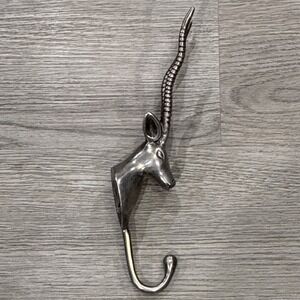 Vintage Unbrand Antelope Stag Head Aluminum Metal Wall Mount Sculpture Good Luck